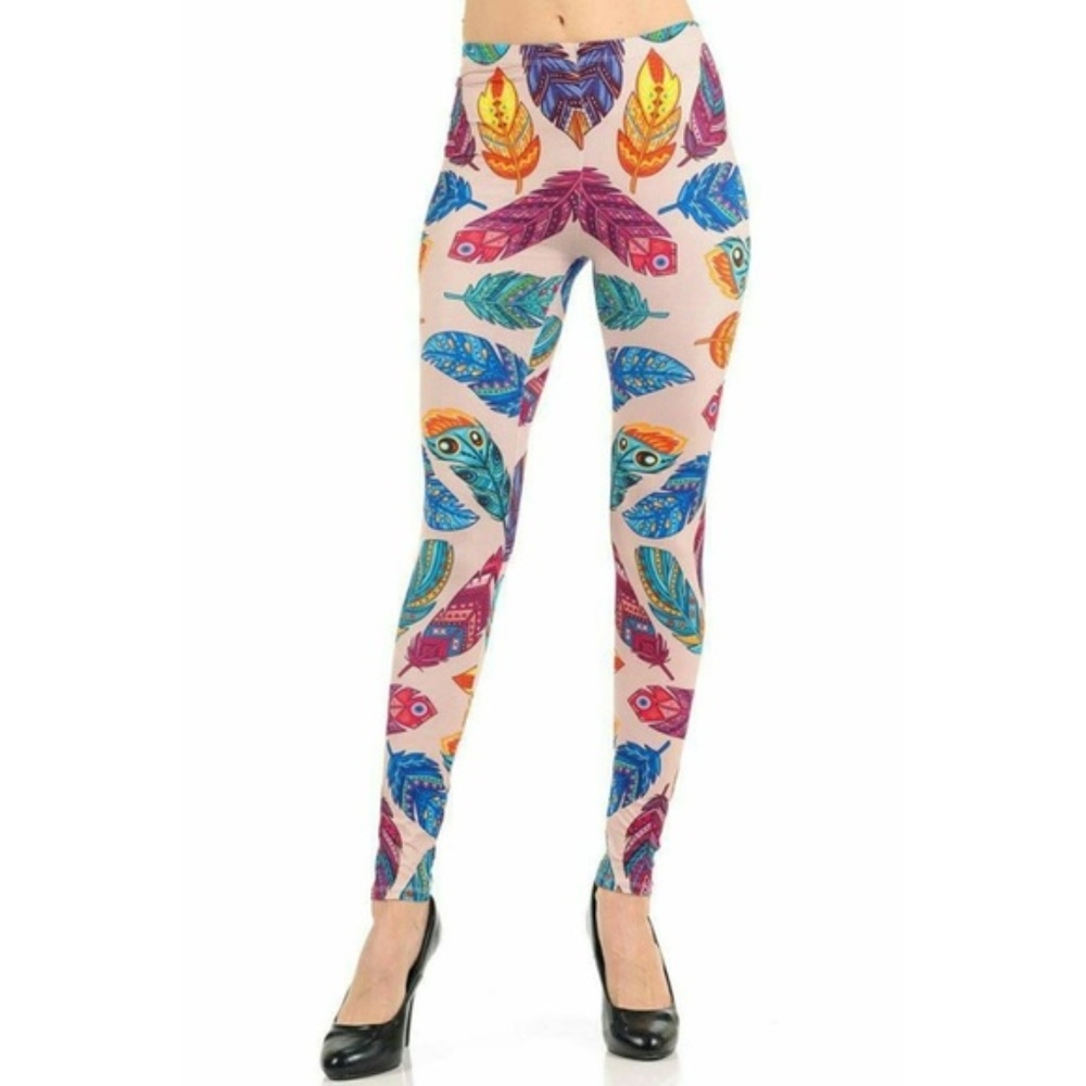 Colorful Soft Feather Leggings